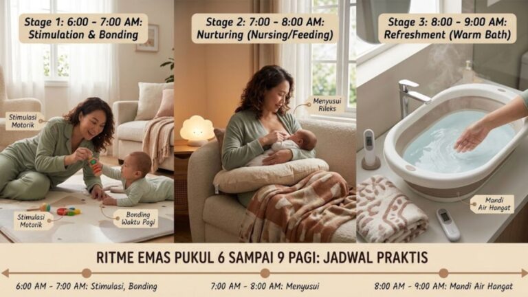 Ritme Emas Pukul 6 Sampai 9 Pagi: Jadwal Praktis Stimulasi, Menyusui, dan Mandi Air Hangat untuk Si Kecil